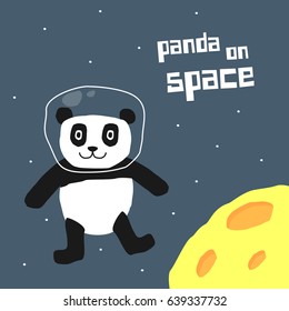 Awesome Retro Cute Panda Design for t-shirt, mug, bag lunchbox, wallpaper, wrapper, poster and banner flat design for kids. vector illustration