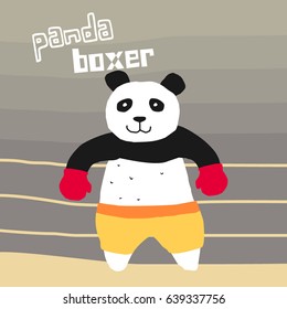 Awesome Retro Cute Panda Design for t-shirt, mug, bag lunchbox, wallpaper, wrapper, poster and banner flat design for kids. vector illustration