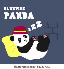 Awesome Retro Cute Panda Design for t-shirt, mug, bag lunchbox, wallpaper, wrapper, poster and banner flat design for kids. vector illustration