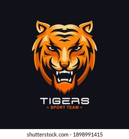 Awesome Roaring tiger logo design vector illustration