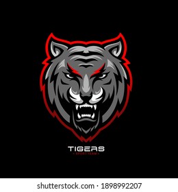 Awesome Roaring tiger logo design vector illustration