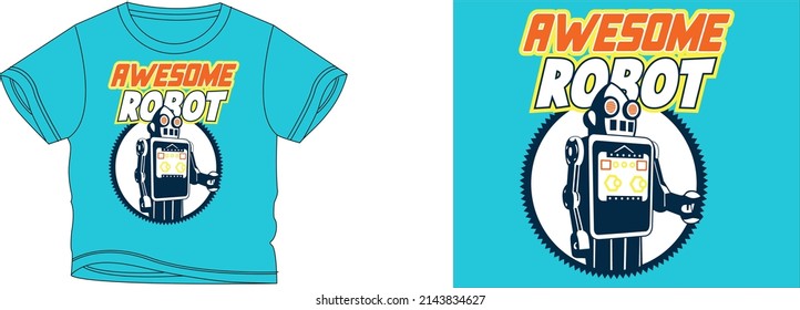 awesome robot t-shirt design background color is a cyan and t-shirt color is a cyan beautiful color and beautiful design