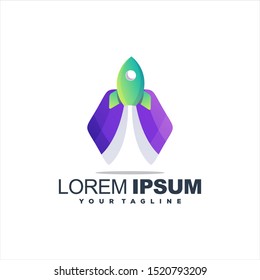 awesome rocket gradient logo design