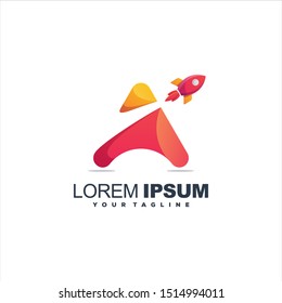 awesome rocket launch logo design