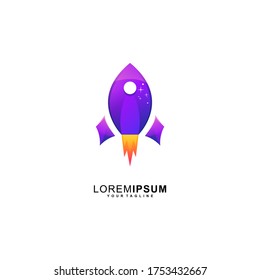awesome rocket logo design vector premium