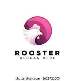 awesome rooster with circle logo design, modern trendy rooster logo design vector template