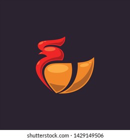 Awesome Rooster logo design vector