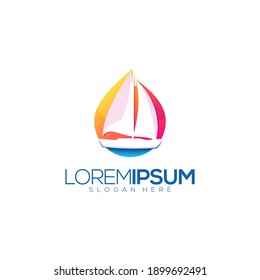 Awesome Sailboat Premium Logo Vector