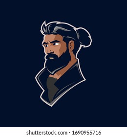 AWESOME SAMURAI MASCOT VECTOR PREMIUM
