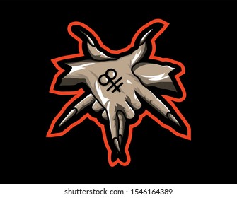 Awesome satan hand logo vector illustration
