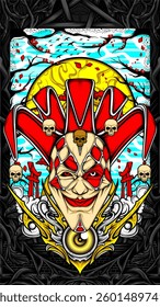 awesome scary clown illutration for t shirt design
