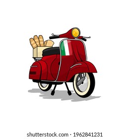 Awesome scooter classic delivery logo illustration Vector