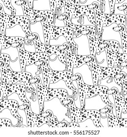 Awesome seamless pattern with cute dog. Breed dalmatian. Can be used for wallpaper, pattern fills, greeting cards, webpage backgrounds, wrapping paper and textile or fabric. Vector illustration.