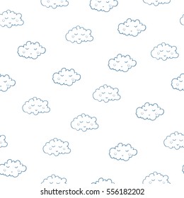 Awesome seamless pattern with cute sleeping clouds. Good night! For textile, fabric, bedroom interiors: wallpaper, pillow, blanket, pajamas. Good for restful sleep.