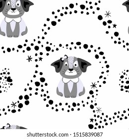 Awesome seamless pattern with dogs. Scandinavian style. Cute kids texture for fabric, wrapping, textile, wallpaper, apparel.
