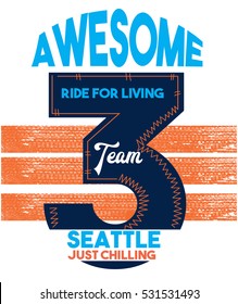 awesome seattle team,t-shirt print poster vector illustration [Converted]