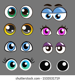 Awesome Set of vector cartoon beautiful eyes.