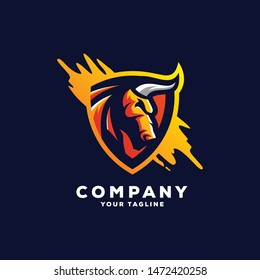 awesome shield bull logo design