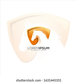 awesome shield horse vector logo illustration