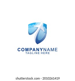 Awesome Shield Plane Premium Logo Vector