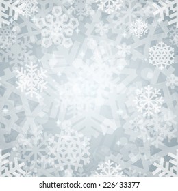 Awesome Shiny Silver Light Snowflakes Seamless Pattern for Winter or Christmas Design.