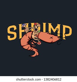 Awesome Shrimp Vintage Logo Vector best for Band Music Apparel T-Shirt or Logo Design