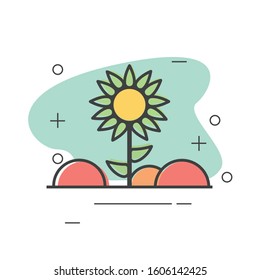 Awesome and simple sunflower flat art.