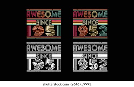 Incrível desde 1951 a 1952, Vintage T shirt bundles .72 anos Vintage. 
