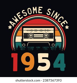 Impresionante desde 1954 Retro Sunset Cinta Cinta Cinta Cinta Camiseta Camiseta Camiseta Pegatina