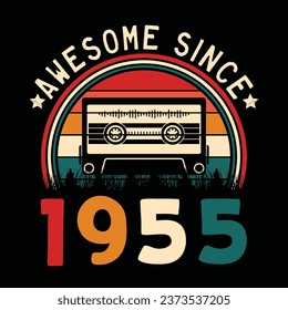 Impresionante desde 1955 Retro Sunset Cinta Cinta Cinta Cinta Camiseta Camiseta Camiseta Camiseta Camiseta Camiseta Camiseta Camiseta Cañón Camiseta Camiseta Vector De Pegamento