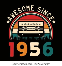 Impresionante desde 1956 Retro Sunset Cinta Cinta Cinta Cinta Camiseta Camiseta Camiseta Camiseta Camiseta Camiseta Camiseta Camiseta Cañón Camiseta Camiseta Vector De Pegamento