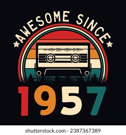 Impresionante desde 1957 Retro Sunset Cinta Cinta Cinta Cinta Camiseta Camiseta Camiseta Pegatina