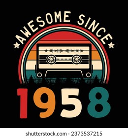 Impresionante desde 1958 Retro Sunset Cinta Cinta Cinta Cinta Camiseta Camiseta Camiseta Camiseta Camiseta Camiseta Camiseta Camiseta Cañón Camiseta Camiseta Vector De Pegamento