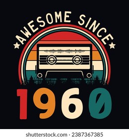 Fantastisch seit 1960 Retro Sunset Cassette Tape T-Shirt Mug Sticker