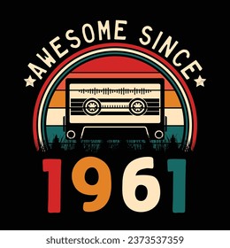 Impresionante desde 1961 Retro Sunset Cinta Cinta Cinta Cinta Camiseta Camiseta Camiseta Camiseta Camiseta Camiseta Camiseta Camiseta Camiseta Camiseta Camiseta Vector De Pegamento