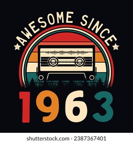 Impresionante desde 1963 Retro Sunset Cinta Cinta Cinta Cinta Camiseta Camiseta Camiseta Pegatina