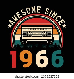 Fantastisch seit 1966 Retro Sunset Cassette Tape T-Shirt Mug Sticker Vektor
