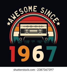 Impresionante desde 1967 Retro Sunset Cinta Cinta Cinta Cinta Camiseta Camiseta Camiseta Pegatina