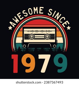 Impresionante desde 1979 Retro Sunset Cinta Cinta Cinta Cinta Camiseta Camiseta Camiseta Pegatina