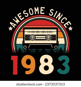 Impresionante desde 1983 Retro Sunset Cinta Cinta Cinta Cinta Cinta Camiseta Camiseta Camiseta Camiseta Camiseta Camiseta Camiseta Camiseta Camiseta Camiseta Vector De Pegamento