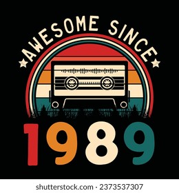 Impresionante desde 1989 Retro Sunset Cinta Cinta Cinta Cinta Camiseta Camiseta Camiseta Camiseta Camiseta Camiseta Camiseta Camiseta Camiseta Camiseta Camiseta Vector De Pegamento