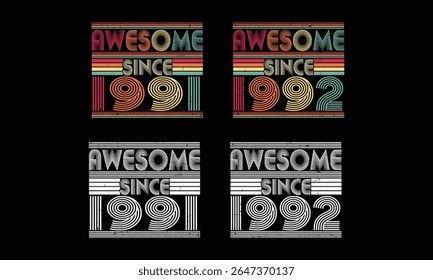 Impressionante desde 1991 a 1992, pacotes Retro Vintage .33 anos Vintage. Presente vintage de aniversário.