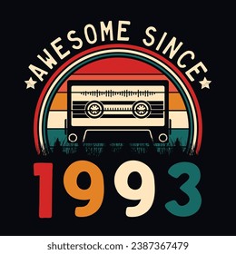 Impresionante desde 1993 Retro Sunset Cinta Cinta Cinta Cinta Camiseta Camiseta Camiseta Pegatina