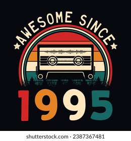 Impresionante desde 1995 Retro Sunset Cinta Cinta Cinta Cinta Camiseta Camiseta Camiseta Pegatina