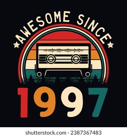 Impresionante desde 1997 Retro Sunset Cinta Cinta Cinta Cinta Camiseta Camiseta Camiseta Pegatina