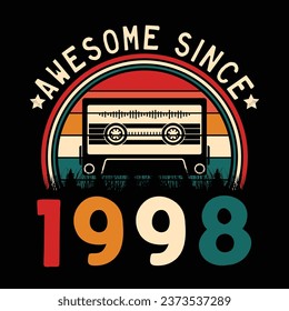 Increíble desde 1998 Retro Sunset Cinta Cinta Cinta Cinta Camiseta Camiseta Camiseta Camiseta Camiseta Camiseta Camiseta Camiseta Camiseta Camiseta Camiseta Vector De Pegamento