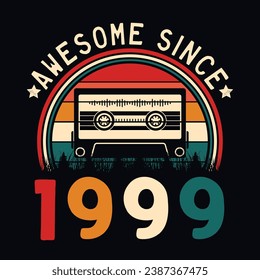 Impresionante desde 1999 Retro Sunset Cinta Cinta Cinta Cinta Camiseta Camiseta Camiseta Pegatina 