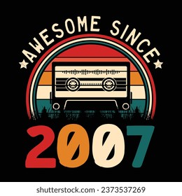 Increíble desde el 2007 Retro Sunset Cinta Cinta Cinta Cinta Camiseta Camiseta Camiseta Camiseta Camiseta Camiseta Camiseta Camiseta Camiseta Camiseta Camiseta Camiseta Camiseta Camiseta Vector Sticker