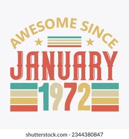 Awesome Since January 1972. Born in January 1972 vintage birthday quote design