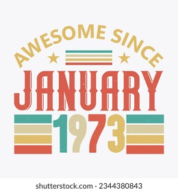 Awesome Since January 1973. Born in January 1973 vintage birthday quote design